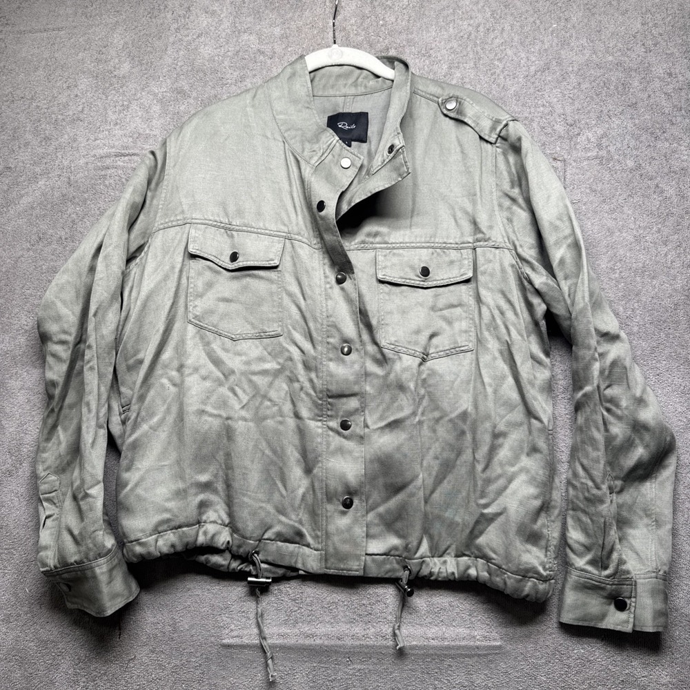 Rails Green Utility Jacket Women's Large Linen Tencel Minimalist Casual Layer